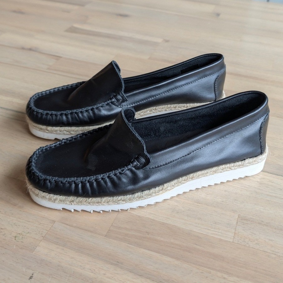 Leonardo Black Leather Loafers Made In Italy Womens Size 38 Us 8 — image 2 of 8